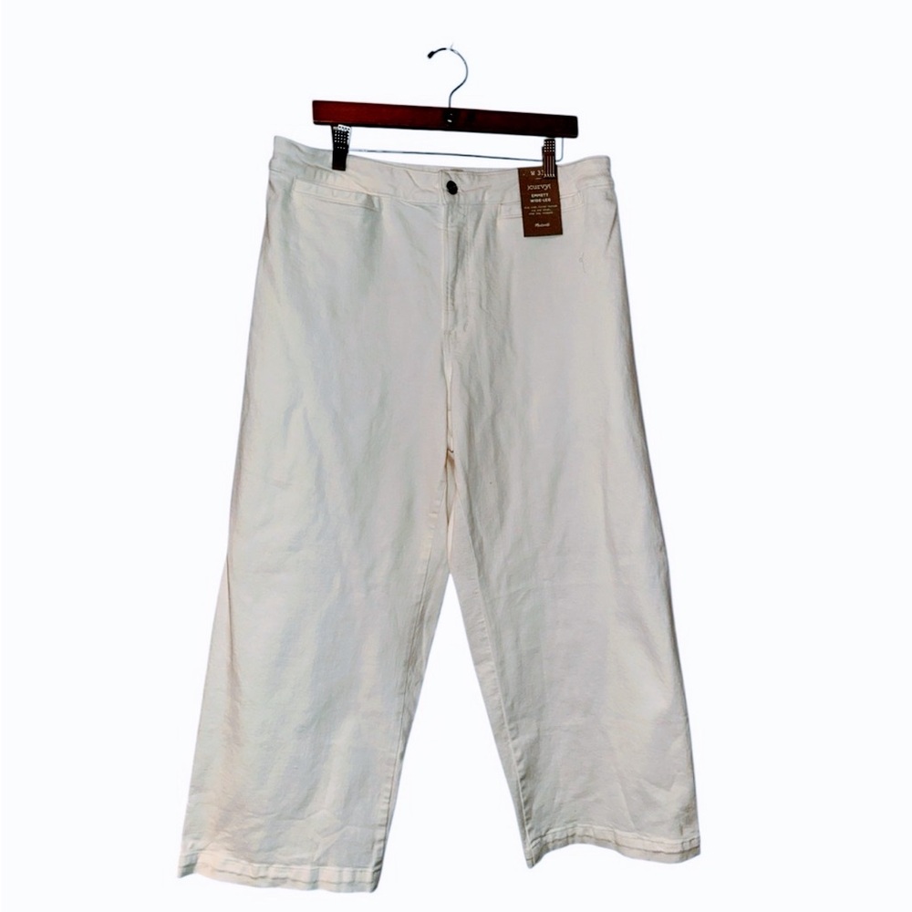 Madewell $138 The‎  Emmett Wide-Leg Crop Jean: Welt Pocket Size 33 NP376 White